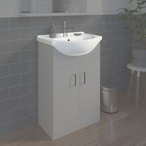 Bathroom WC Basin 550mm Compact Sink Single Tap Hole White BASIN ONLY (1/2)