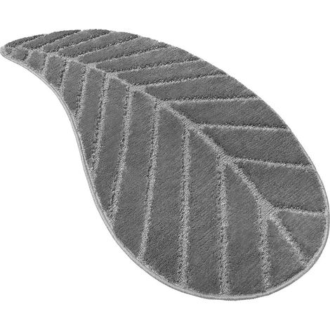 Tappeto Bagno Foglia Morbido Assorbente Camera Letto Scendi Doccia Antiscivolo 100% Made In Italy - Grigio (1/5)