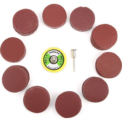 Ortviai Disques abrasifs autocollants 100 pièces (P40 à P400) pour ponceuse, diamètre 50 mm, grain oxyde d’aluminium (1/5)