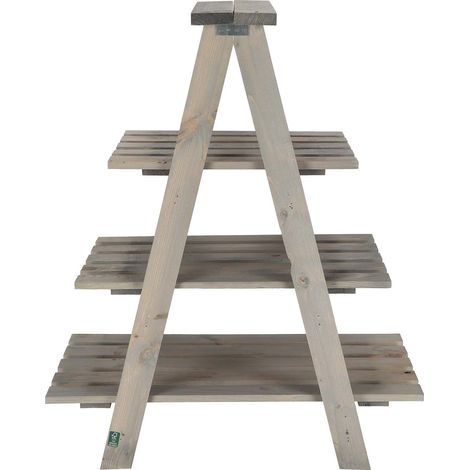 Esschert Design – Étagère à plantes en bois FSC finition vieillie – Dimensions 61,5x38,5x73 cm – Pour balcon et terrasse – Poids 5,48 kg (1/4)