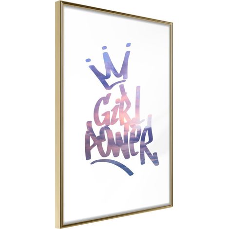 Affiche Murale Encadrée "Girl Power" 30 x 42 cm Or