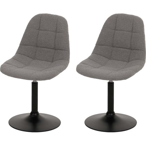 [NEUWERTIG] 2er-Set Esszimmerstuhl HHG-842, Küchenstuhl Stuhl Drehstuhl, Stahl MVG Stoff/Textil Bouclé (450g/m²) grau