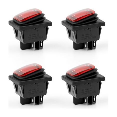 4 Interrupteur, Interrupteur à Bascule Étanches, AC 16A/250V 20 A/125V 4 Broches 2 Positions, Interrupteur à Basculante pour Montage sur Panneau pour Produits Électriques