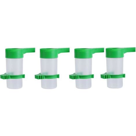 4 Abreuvoir,Plastique,Couleur Vert,Taille 9cm x 3cm,Pour Perroquet Perruche Cockatiel (1/4)
