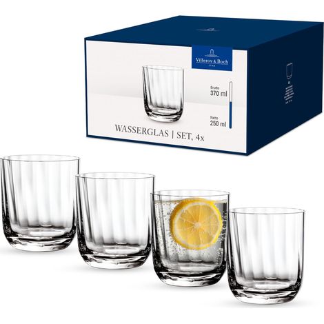Gobelet à Eau Set 4 Pièces Transparent, Garanti Lave-Vaisselle, Verres à Jus et Soda, Verre à Boire, Set de Verres, Ensemble de Verres, Cristallin (1/5)