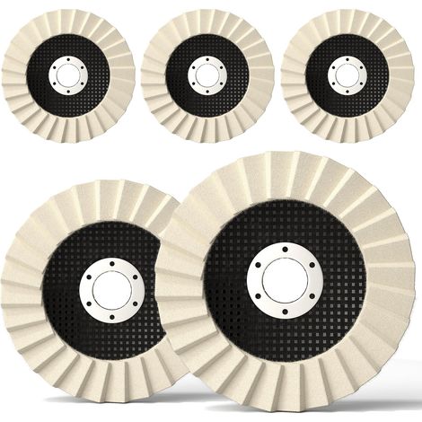 BURMONG Lot de 5 disques de polissage en feutre de laine 115 mm (4-1/2") – Roues de polissage haute densité pour polissage miroir sur métal, aluminium, acier inoxydable et pierre, avec douille 7/8 (1/4)