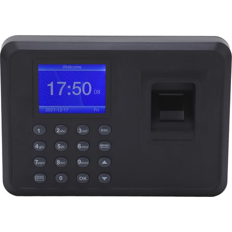 Terminal de pointage biométrique avec écran 2,4 pouces, identification rapide, 5 V CC/1 A, mot de passe, prise AC100-240 VUS (anglais) (1/5)