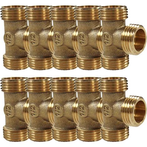 Lot de 10 Tés Laiton Mâle 1/2" (15/21) - Arcanaute (1/4)
