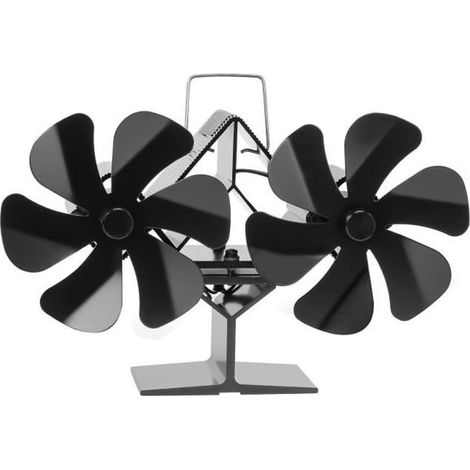 Ventilateur poele à bois à 12 pales pour la combustion de bûches ventilateur de cheminée silencieux à économie d\'énergie Noir (1/4)