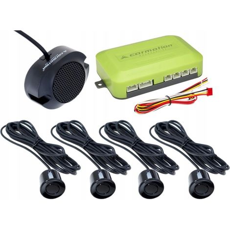 Kit de sensores de aparcamiento con altavoz Parktronic, sensores negros y zumbador.