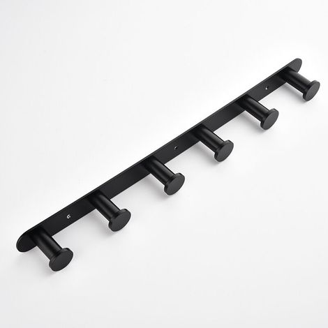 Crochets pour Serviettes Porte Manteau Mural Porte Manteau Salle de Bain et Cuisine, Crochet à Visser Patère Murale avec 6 Crochets, Finition Noire Mate en Acier Inoxydable