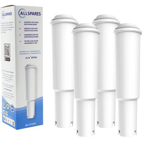 Filtro de agua AllSpares (4 unidades) apto para cafeteras JURA IMPRESSA Filtro de repuesto para JURA Blanco 60209 (1/5)