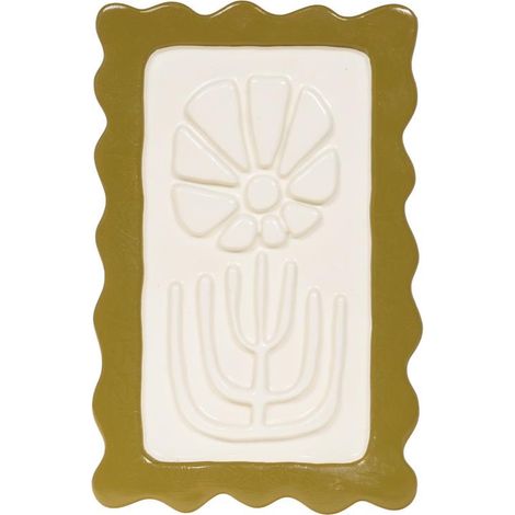 Amadeus - Décoration murale fleurie vert olive H19,8 cm en résine