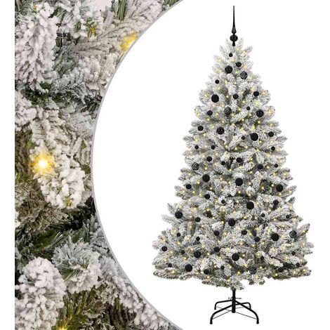 Sapin de Noël,Arbre de Noël artificiel Vert et blanc 210 cm PVC et métal CFW80185 (1/5)