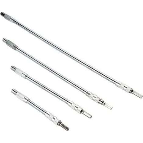Rallonge flexible pour perceuse et tournevis – Lot de 4 pièces (150/200/300/400 mm) en acier trempé avec embout hexagonal (1/4)