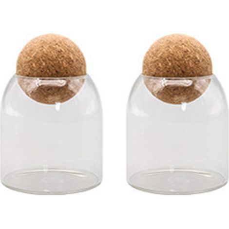 Moulin À Sel Et Poivre - Verre Soufflé À La Bouche - Bouchons En Chêne Naturel - Lot De 2 (1/5)