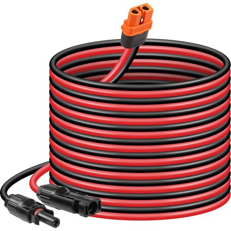 Connecteur de panneau solaire 5 m 12 AWG vers câble d'alimentation femelle XT60i pour panneau solaire, centrale électrique portable RV, centrale électrique portable, batterie Lipo (16FT/5M) (1/5)