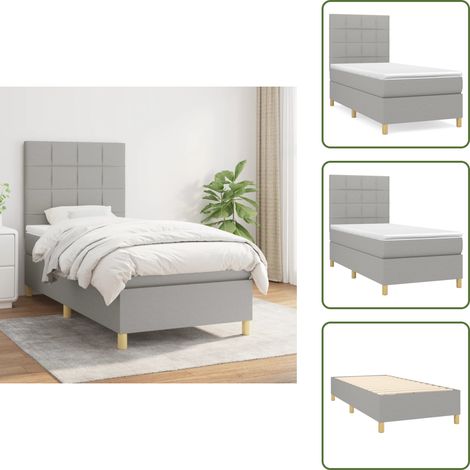 Boxspringbett mit Matratze Hellgrau 90x200 cm Stoff - Boxspringbett - Doppelbett - Bettenrahmen - Schlafsystem - Hellgraues Bett (1/5)