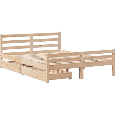 vidaXL Cadre de lit sans matelas 135x190 cm bois de pin massif (1/5)
