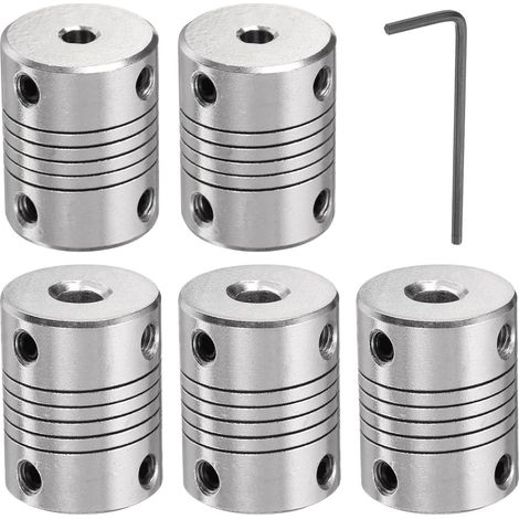 5 Pcs Accouplement d'Arbre en Alliage d'Aluminium 4mm à 5mm, Accouplement Flexible Connecteur de Moteur, Joint d'Accouplement de Moteur Pas à Pas pour Machine CNC (L25xD19) (1/5)