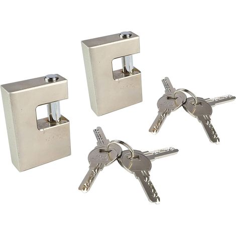 2 Pcs Cadenas avec 8 Clés, Rectangle de Cuivre en Forme de D Monobloc Serrures Étanche Antirouille Protecteur Serrures pour Porte de Garage, Conteneurs, Hangars, Volets, Casiers (1/5)