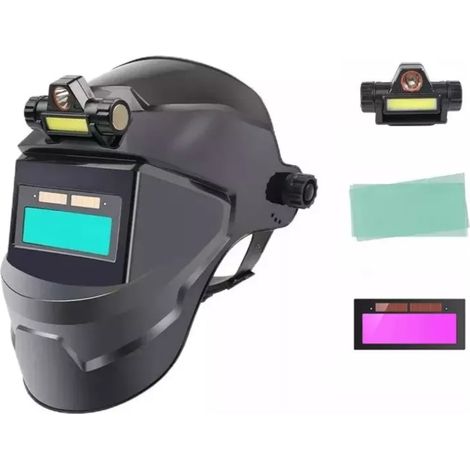 Masque soudage changement couleur auto True Colour, énergie solaire, monté sur tête, teinte réglable 9-13, pour TIG et soudure (1/5)