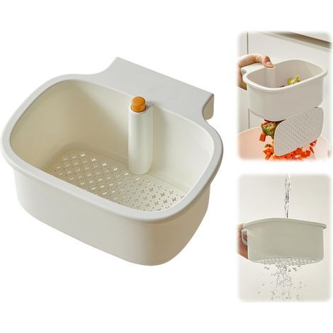 Passoire pour évier - Bouton pression - Robinet suspendu sans bavures - En silicone amovible - Pour le lavage et l'organisateur de cuisine (B1) (1/4)