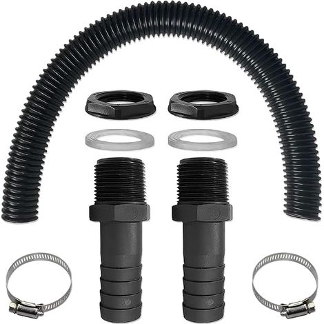 Tuyau de Raccordement du Recuperateur Eau de Pluie, Kit de Raccordement pour Recuperateur d Eau de Pluie Tuyau de Raccordement de 50 cm et 2 Passages de 25 mm avec Embout de Tuyau (1/5)
