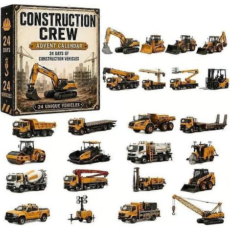 Modèle de voiture de Noël, calendrier de l'Avent 24 jours, décoration en plastique, équipe de construction WY26 (1/4)