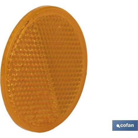 Runder Reflektor mit Kleber zur Befestigung an Fahrzeugen Ø55mm aus bernsteinfarbenem PMMA