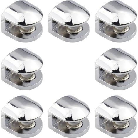Lot de 8 supports d'étagères en verre réglables en alliage de zinc Convient pour le verre de 8 à 10 mm d'épaisseur (1/4)
