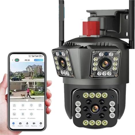 Caméra de Surveillance extérieure PTZ WiFi 4K, écran 3D, détection de Mouvement, résistante aux intempéries(Only Camera) (1/5)