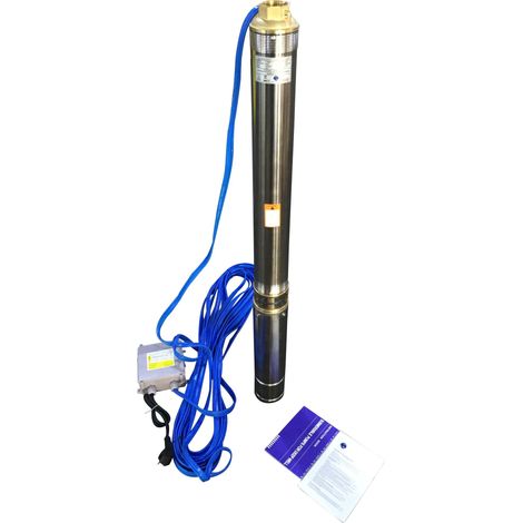 CHM – Pompe immergée 3 pouces 750W – Débit 3780 l/h – Hauteur de refoulement 85m – Compatible avec sable jusqu'à 5% – Câble 30m