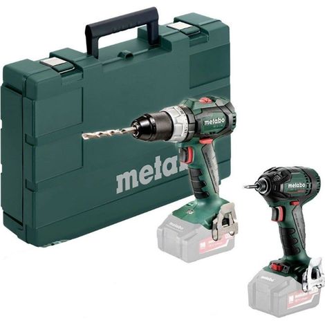Metabo SB 18 LT BL Combi Drill + SSD 18 LTX 200 BL Impact Driver in Plastic Carry Case - 18V Brushless Set