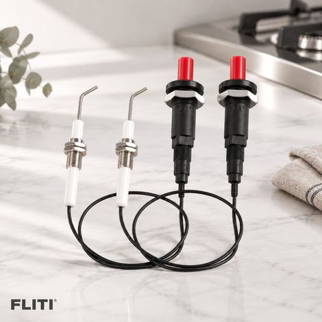 Allumeur Piézoélectrique Lot de 2 en Céramique et Métal pour Barbecue Gaz et Cuisinière 30cm (1/5)