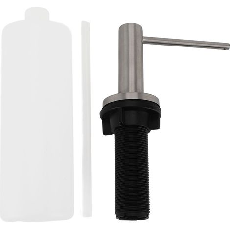 Dispensador de jabón integrado para fregadero de cocina, cabezal de bomba de acero inoxidable 304 con botella de recarga de 350 ml, abertura de 25–40 mm, fácil instalación. (1/5)