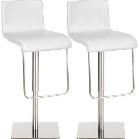 2er Set Barhocker Limon Kunstlederbezug weiß edelstahl (1/5)