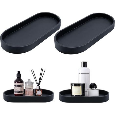 2 bandejas ovaladas de silicona antideslizantes para lavabo, bañera o salón. (1/5)