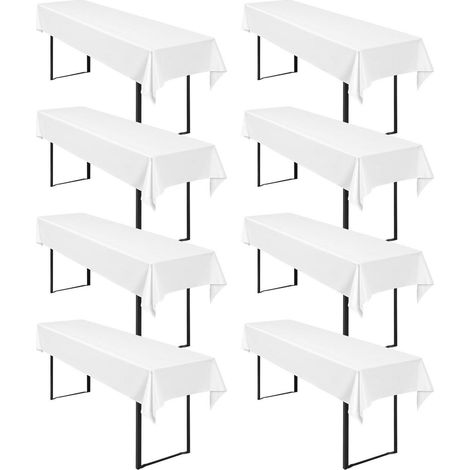 8er Set Biertischdecken Weiß 250x100 cm Polyester für Partys & Events