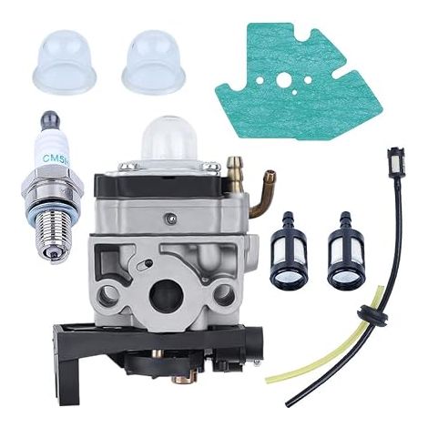 Vergaser für Honda GX25 GX35 GX 25 35 HHT35 HHT35S FG110 Motor mit Vergaserdichtung + Zündkerze + Kraftstoffschlauch-Set + Primerbirne