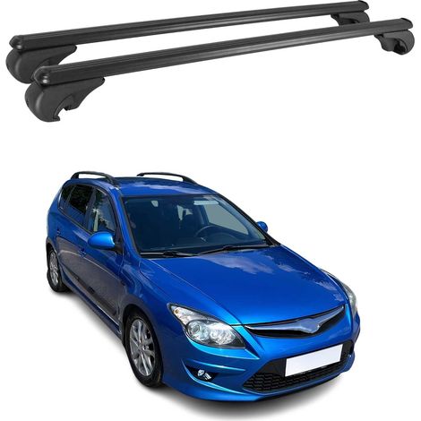 OMAC Aluminium Dachträger Querträger für Hyundai i30 I Kombi 2007-2012 – TÜV / DIN 75302:2019 – Abschließbar – Max. 75 kg – 2 Stangen Schwarz (1/5)