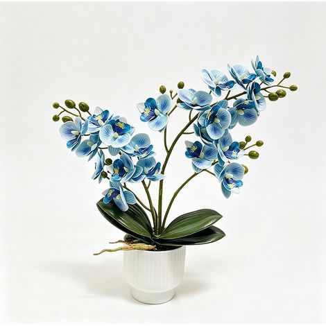 Orchidée artificielle phalaenopsis en pot, Sans entretien – Lavable, tiges flexibles, ne décolore pas – Idéale pour la décoration de la maison,9×9.5×37cm