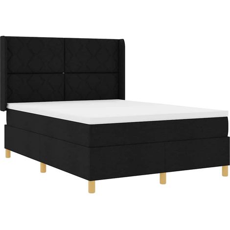 vidaXL Lit à ressorts avec bandes LED Noir 140 x 200 cm tissu (1/5)