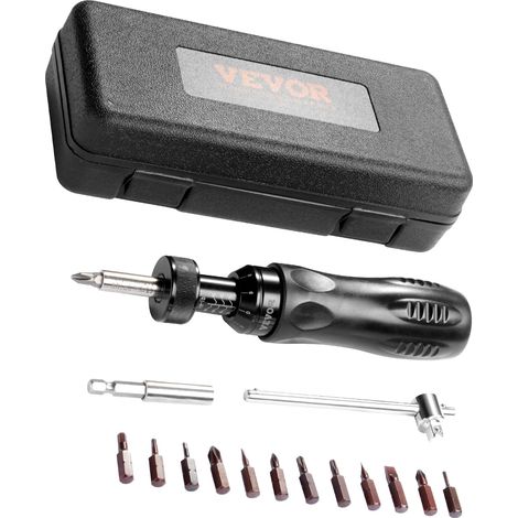 VEVOR Set di Chiavi per Cacciavite Dinamometrico da 1/4" Gamma di Regolazione Coppia 10-70 pollici-libbre, Cacciavite Dinamometrico con Incremento 1 pollici-libbre, Set Punte Cacciavite Dinamometrico (1/5)