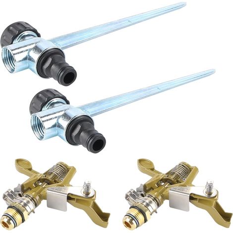 Arroseur De Pelouse À Impulsion 360° Avec Pointes En Alliage De Zinc - Diamètre De Couverture De 26 M, Arroseur De Jardin Réglable Pour Grandes Surfaces, Compatible Avec Tuyau Standard De 3/4" (1/5)