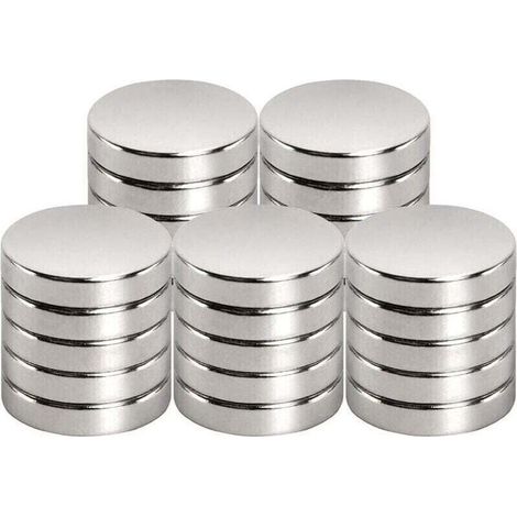 Aimant de néodyme 15 mm de diamètre x 3 mm pour Tableau magnétique, réfrigérateur, Tableau Blanc, Bureau, Tableau Blanc, Aimant Puissant (25 pièce) (1/4)