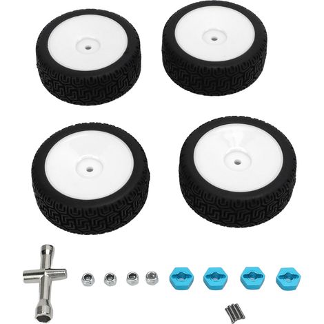 4 pneus RC 1/10 en caoutchouc blanc, résistants à l'usure et à fort amorti, jeu de roues durables pour voiture de sport plate 1/10 (1/5)