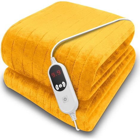Purus Gold Electric Throw Heated Blanket 160x120cm Soft Fleece Blanket Gold (1/5)