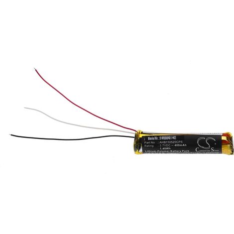 vhbw Battery Replacement for Bose AHB110520CPS for Wireless Headset Headphones (400 mAh, 3.7 V, Li-polymer) (1/2)