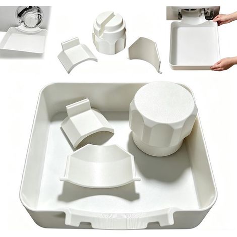 Lot de 4 bacs de récupération d'eau pour lave-linge - Modèle universel - Bac étanche imprimé en 3D - Récupération et drainage de l'eau - Installation facile - Convient aux sous-sols, appartements, mob (1/5)